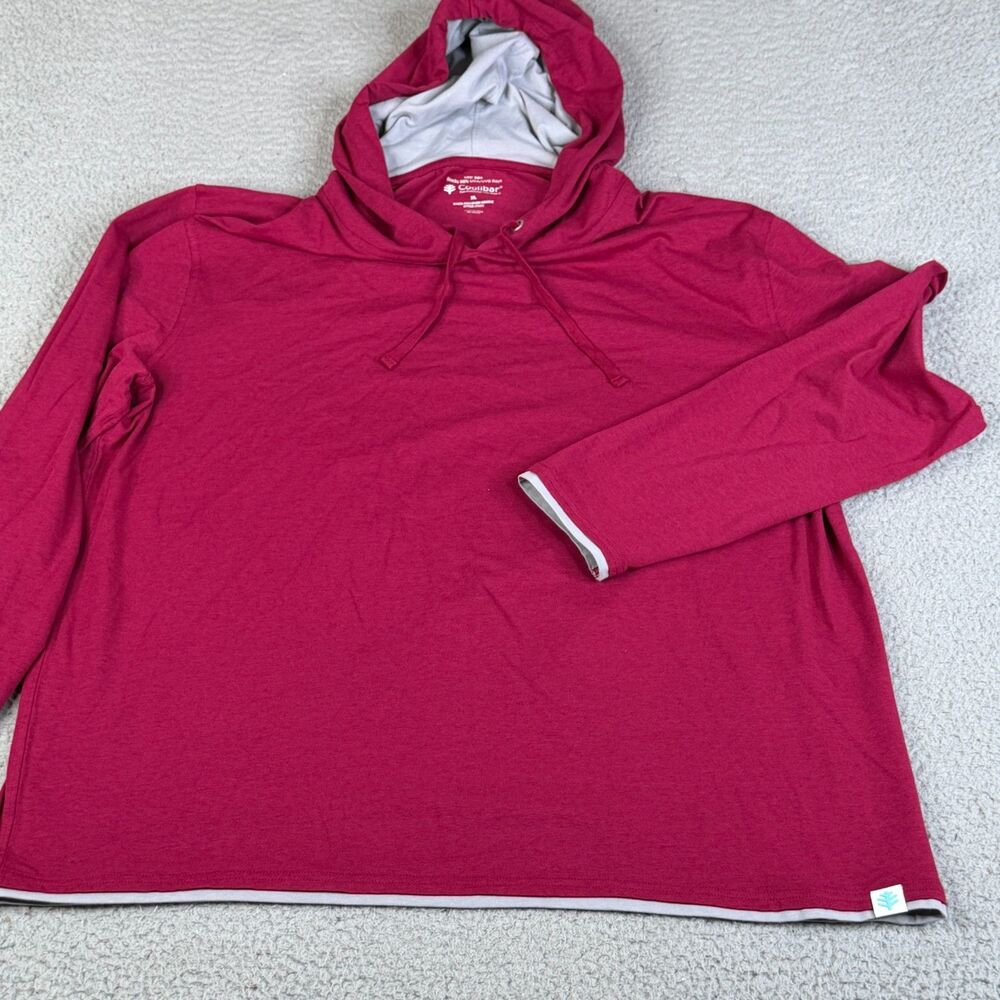 COOLIBAR Oasis Pullover Hoodie Women XL Burgundy UPF 50+ Sun Bamboo Stretch Trim
